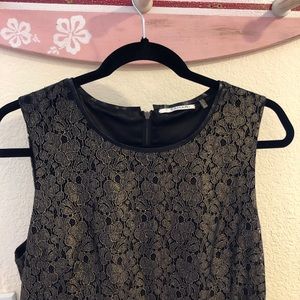 Tahari NEW Beautiful gold lace with black lining Tahari dress